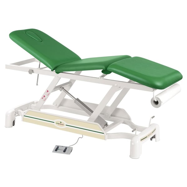 Three-body Ecopostural electric stretcher with white connecting rod (198 x 62 cm)